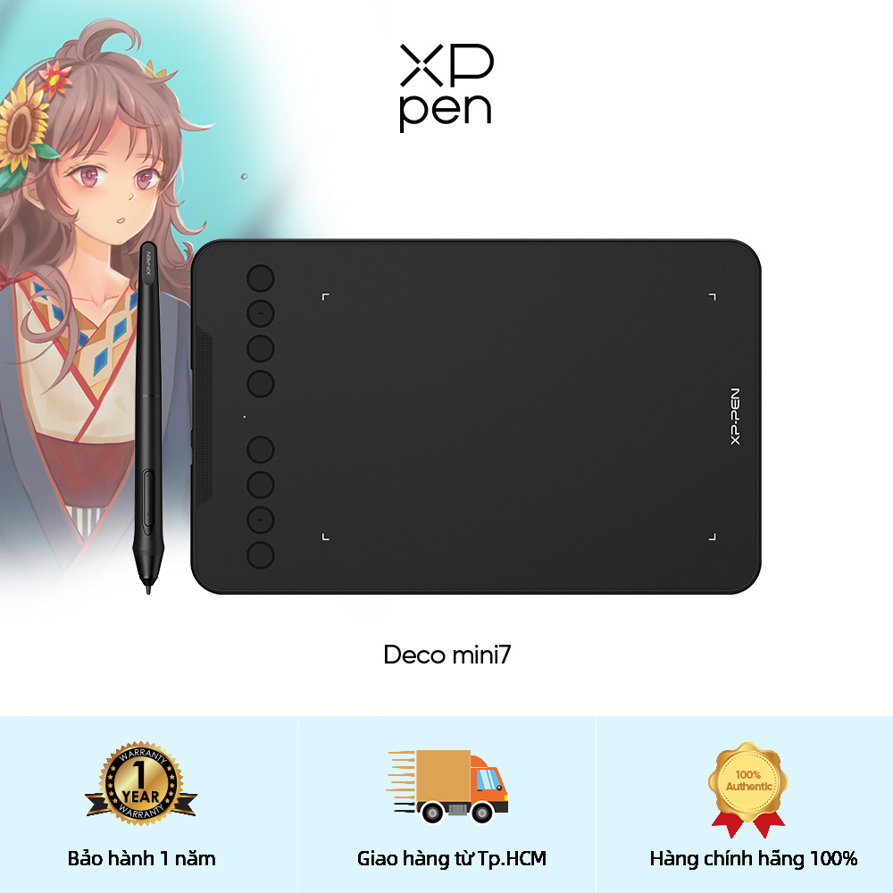 【XPPen】Máy tính bảng vẽ kỹ thuật số Deco mini7 cho điện thoại Android & Máy tính bảng đồ họa Android