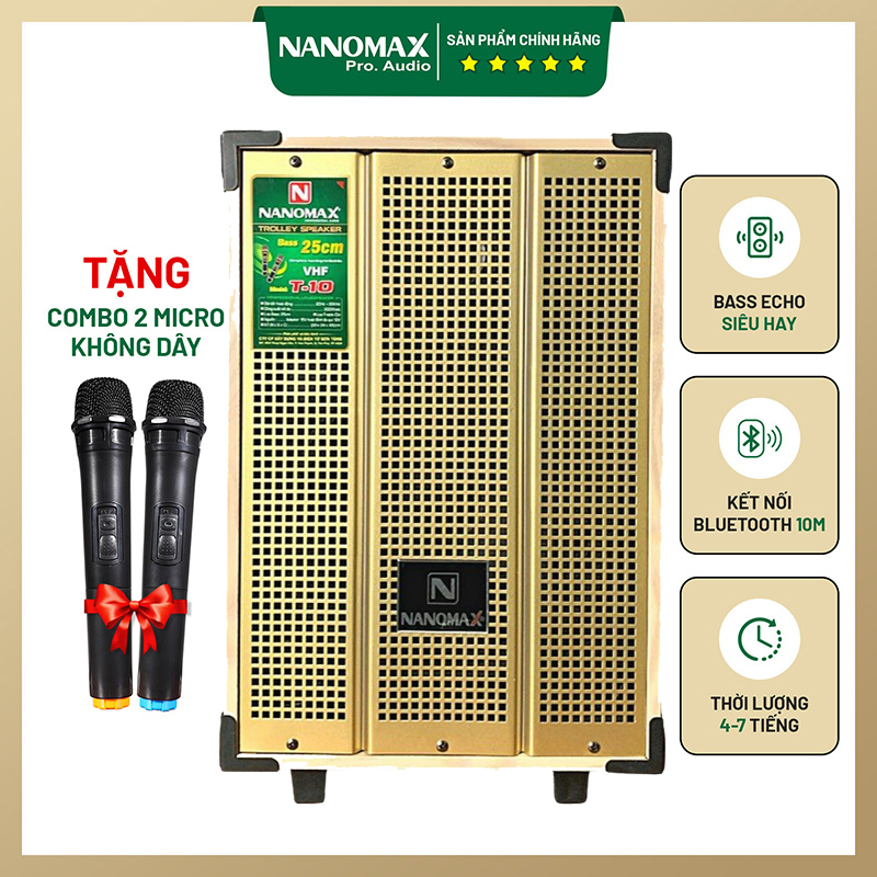 Loa kéo karaoke công suất lớn | loa kéo giá rẻ nanomax sk-t10 | loa kéo bluetooth đọc được usb thẻ nhớ tay kéo vân gỗ tặng kèm 2 mic bluetooth | điện máy đại phát vĩnh lộc j93