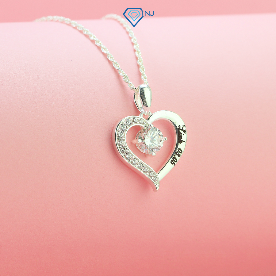 Dây chuyền nữ kim cương moissanite 6ly trái tim khắc tên, kiểm định gra dcnm0005 - trang sức tnj