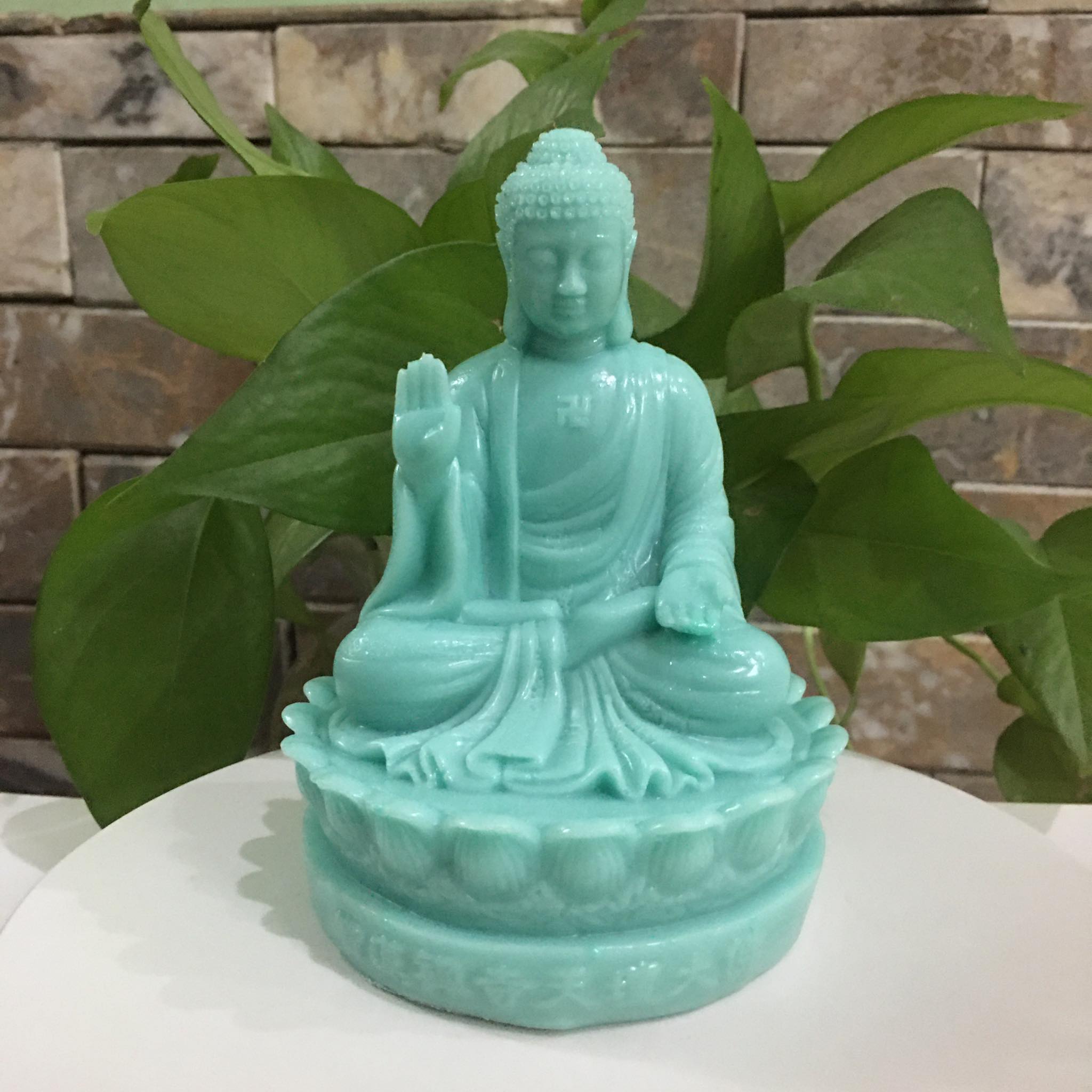 Tượng phật màu xanh ngọc cao 14 cm đế rộng 10 cm mang bình an cho mọi người