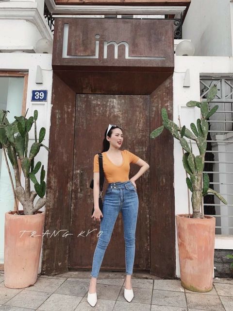 Quần jean nữ, Quần jean nữ lưng cao 3 khuy siêu hot ,Chất liệu jean dày dặn, co giãn , phù hợp nhiều lứa tuổi