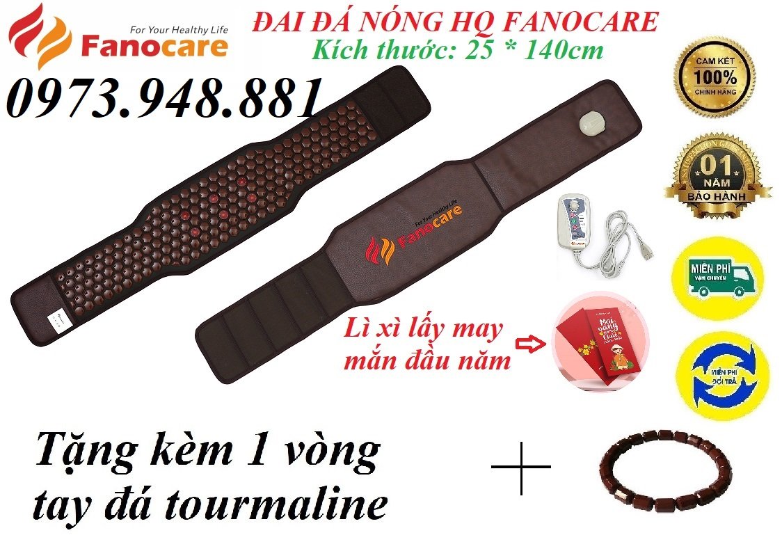 Đai đá nhiệt nóng đá tourmaline kết hợp Laze giúp giảm béo, giảm đau lưng, cột sống  FN02 (Tặng kèm 1 vòng tay đá tourmaline)