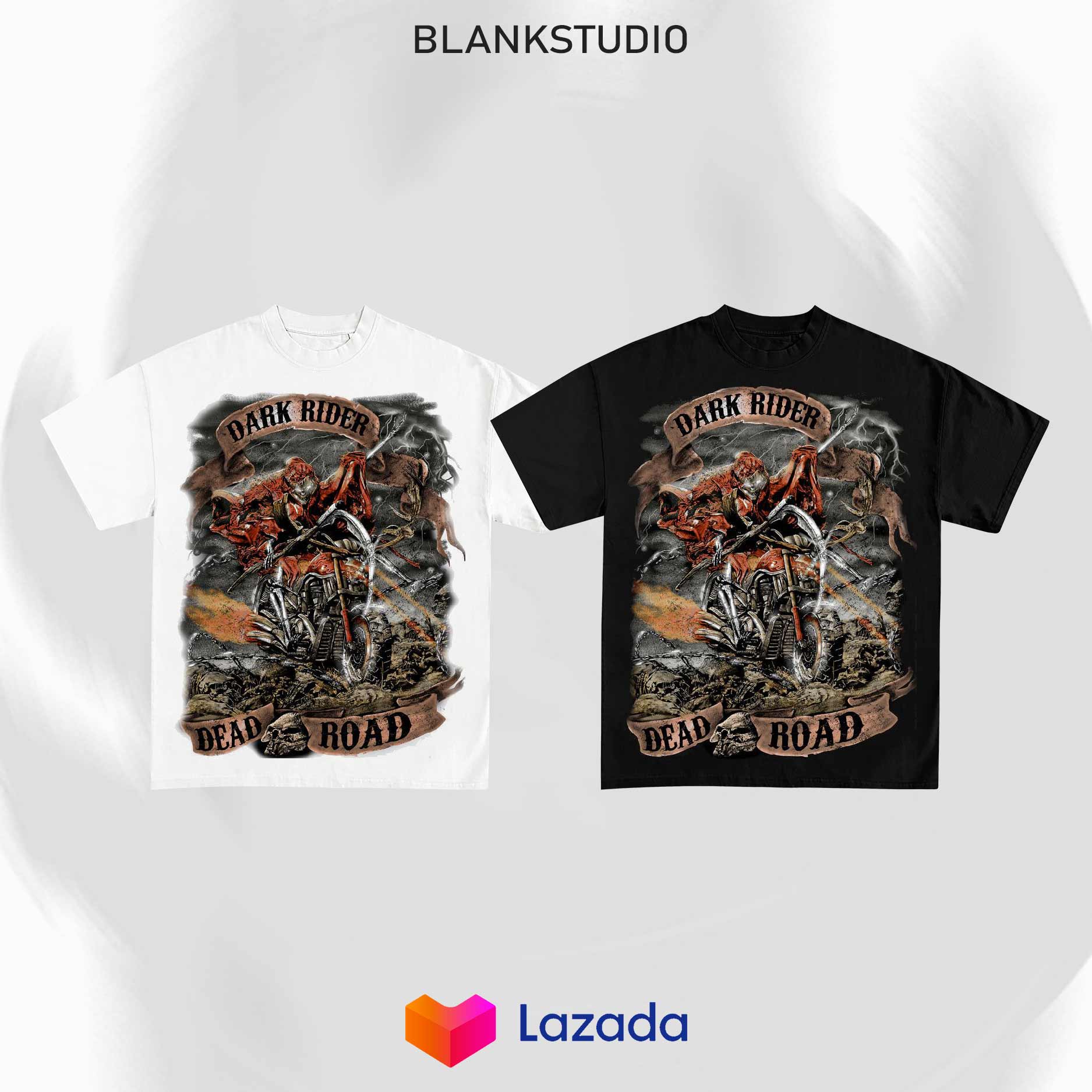 Blank | Áo Thun Dark Riders Tay Lỡ Unisex - Đen/Trắng Cổ Tròn