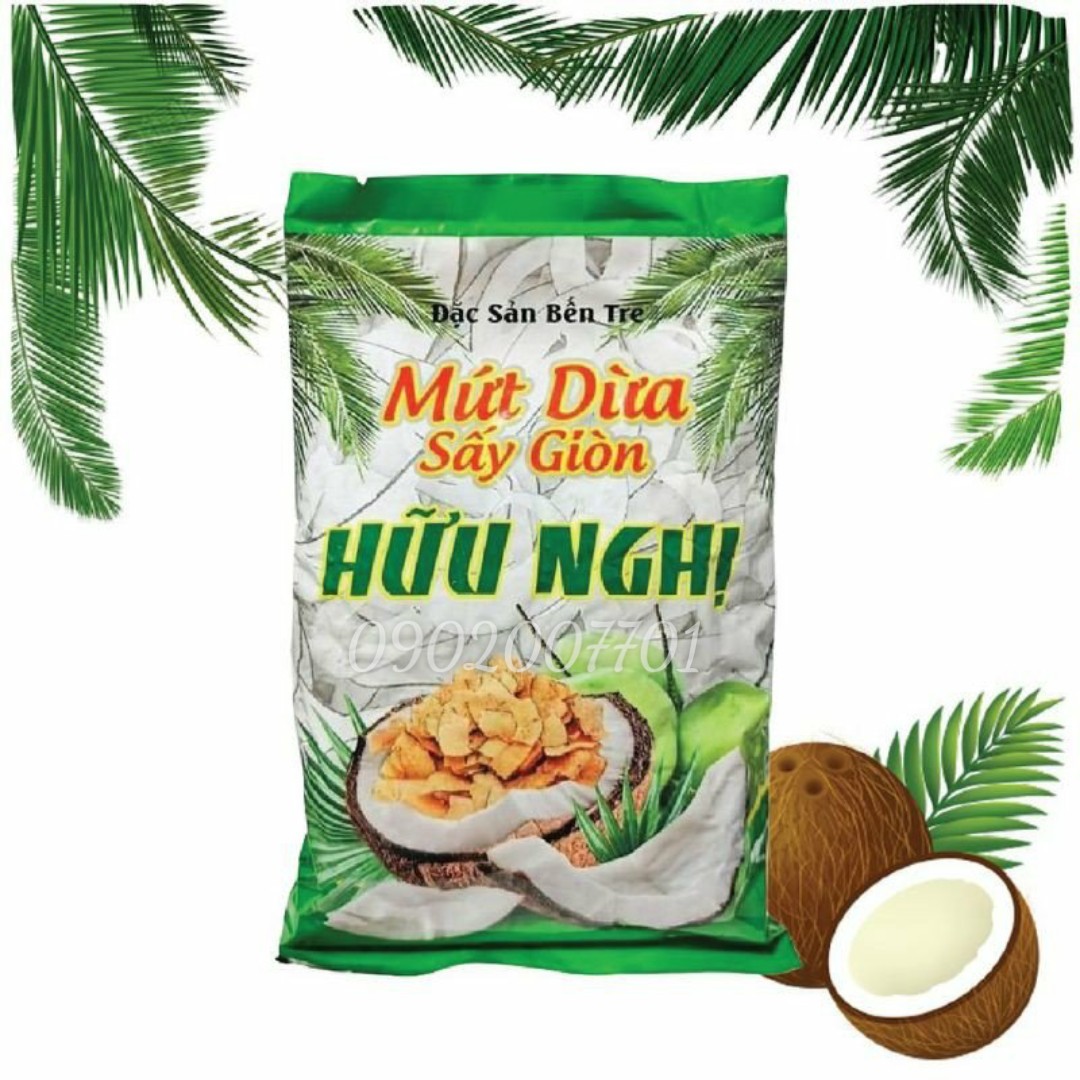 Mứt dừa sấy giòn Hữu Nghị - túi 275g - đồ ăn vặt ngon-đồ ăn vặt-tết-bánh mứt tết