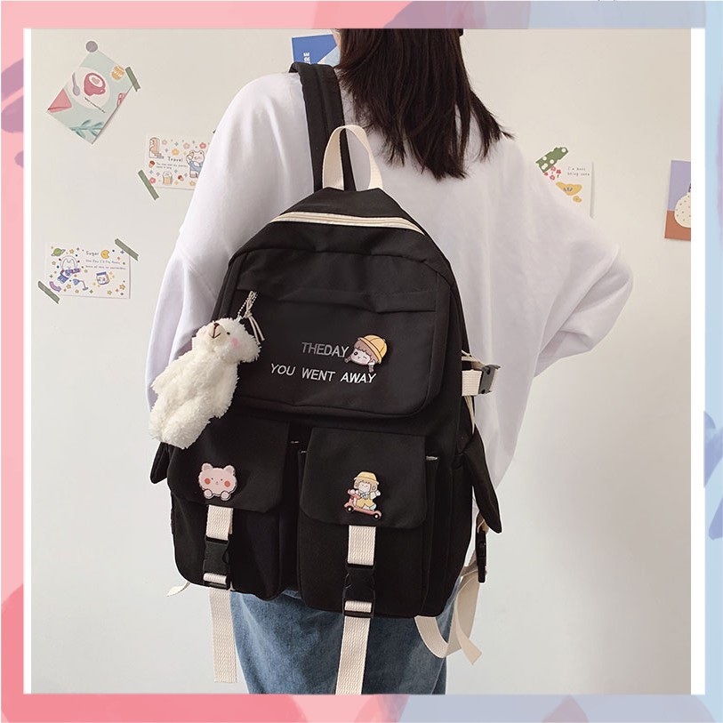 Balo túi nắp siêu tiện ích có nhiều ngăn đựng đồ cá nhân cho các bạn nữ, balo nữ cao cấp đẹp đi học thời trang du lịch dễ thương, cặp sách có khóa kéo phong cách Hàn Quốc