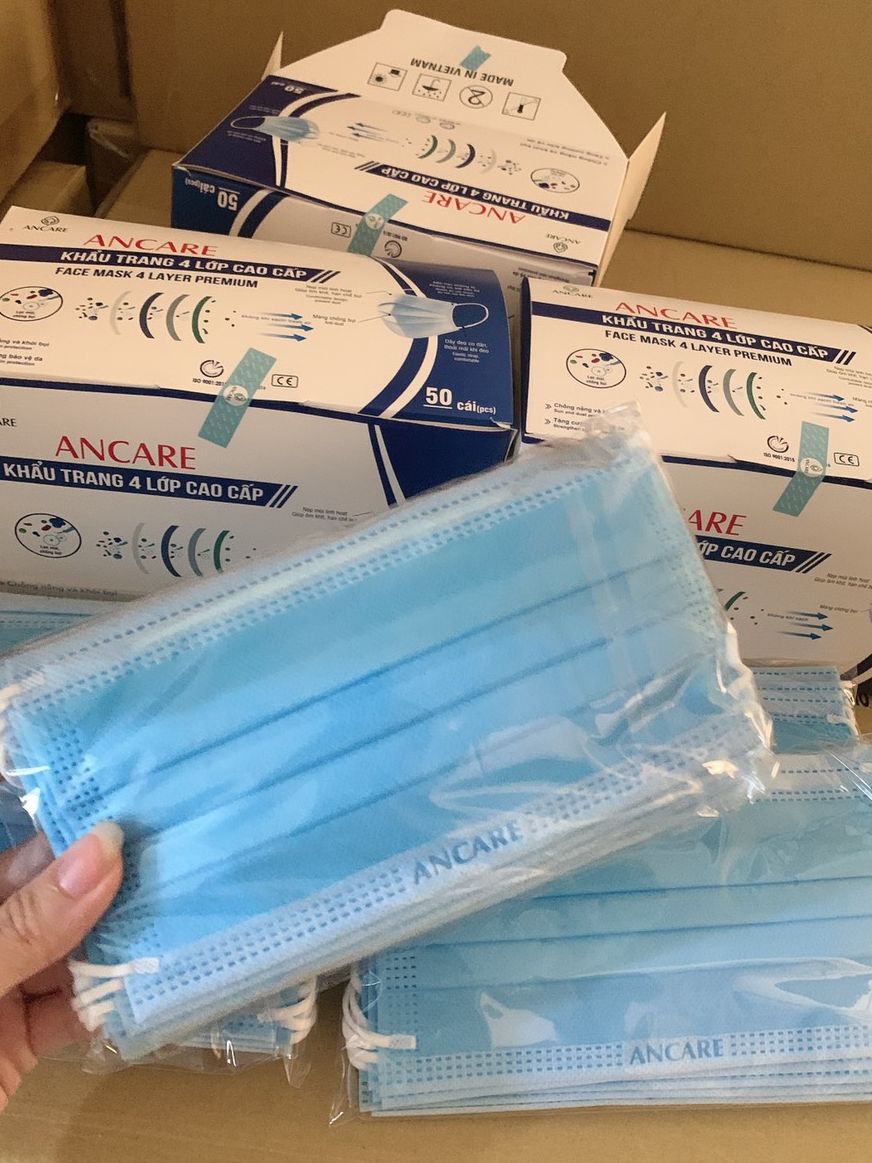 1 thùng khẩu trang kháng khuẩn 4 lớp ancare tiêu chuẩn xuất khẩu chau âu châu mỹ