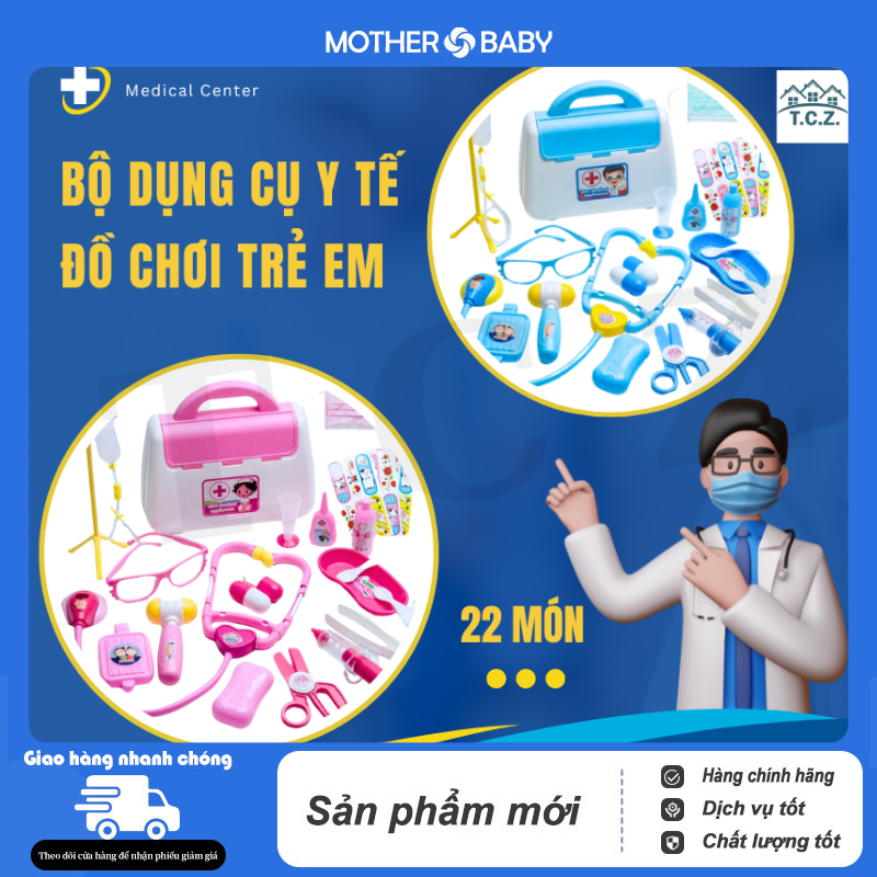 Bộ đồ chơi hộp y tế, đồ chơi nhập vai y tá trẻ em 22 món, set đồ chơi trẻ em, đồ chơi giáo dục, đồ chơi tương tác bé trai bé gái, đồ chơi nghề nghiệp hot nhất hiện nay, thích hợp làm quà tặng cho các bé