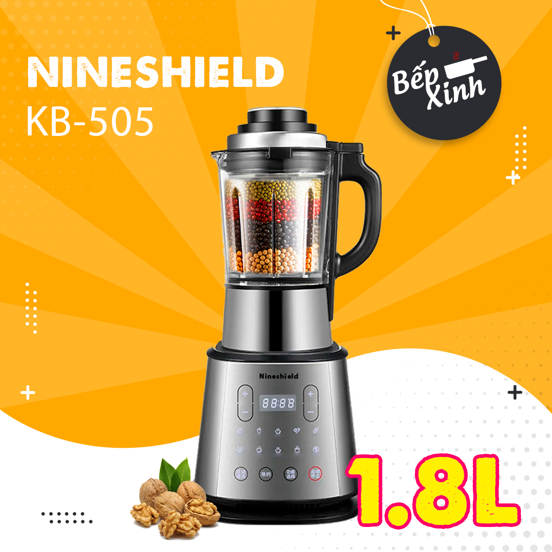 [CÔNG NGHỆ NHẬT] Máy làm sữa hạt Nineshield - Dung tích 1,75 lít - Công suất 1800W - Máy xay sữa đậu nành - Máy xay sinh tố 8in1 - Hàng chính hãng
