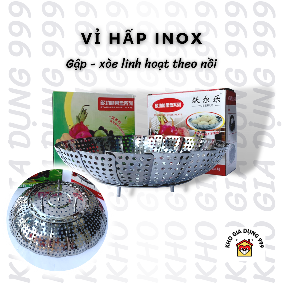 Xửng hấp vỉ hấp inox - gập & xòe dễ dàng theo kích thước nồi