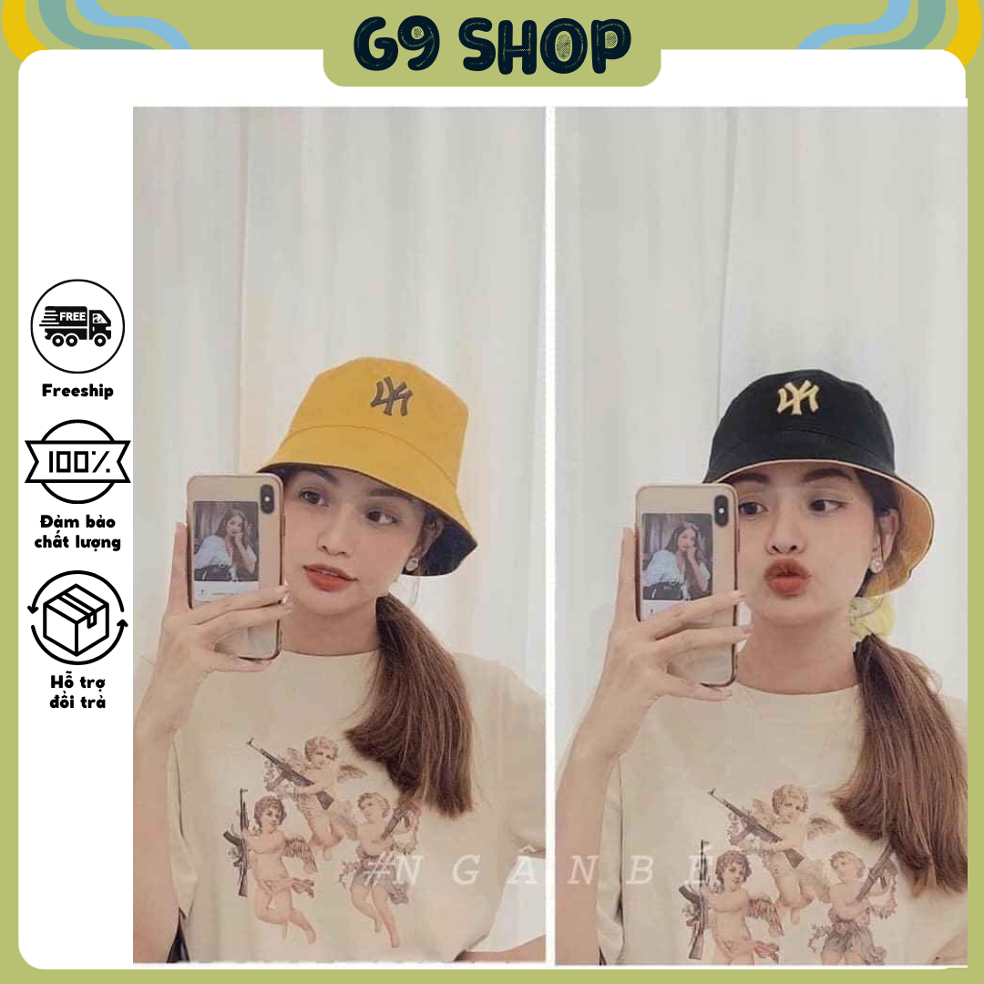 Mũ Bucket  Nón Tai Bèo NY Chất Vải Kaki Nón Vành Rộng