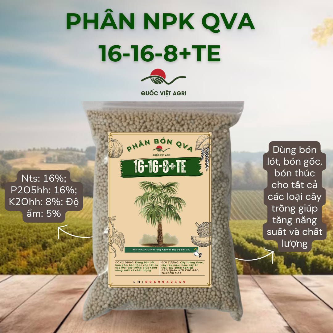 Qva - chính hãng: phân bón hỗn hợp npk 16-16-8+te - châu âu