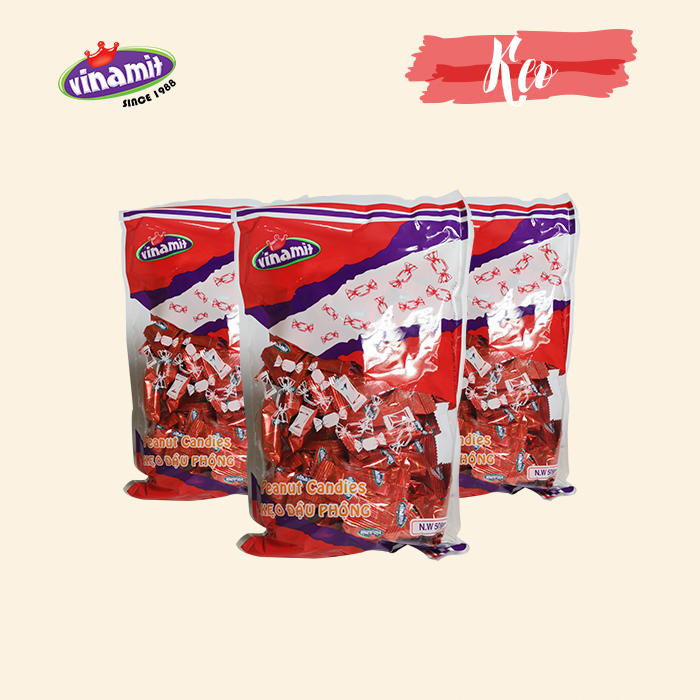Combo 4 Kẹo bơ đậu phộng mềm xốp Vinamit 500g kẹo ngon mọi người đều thích