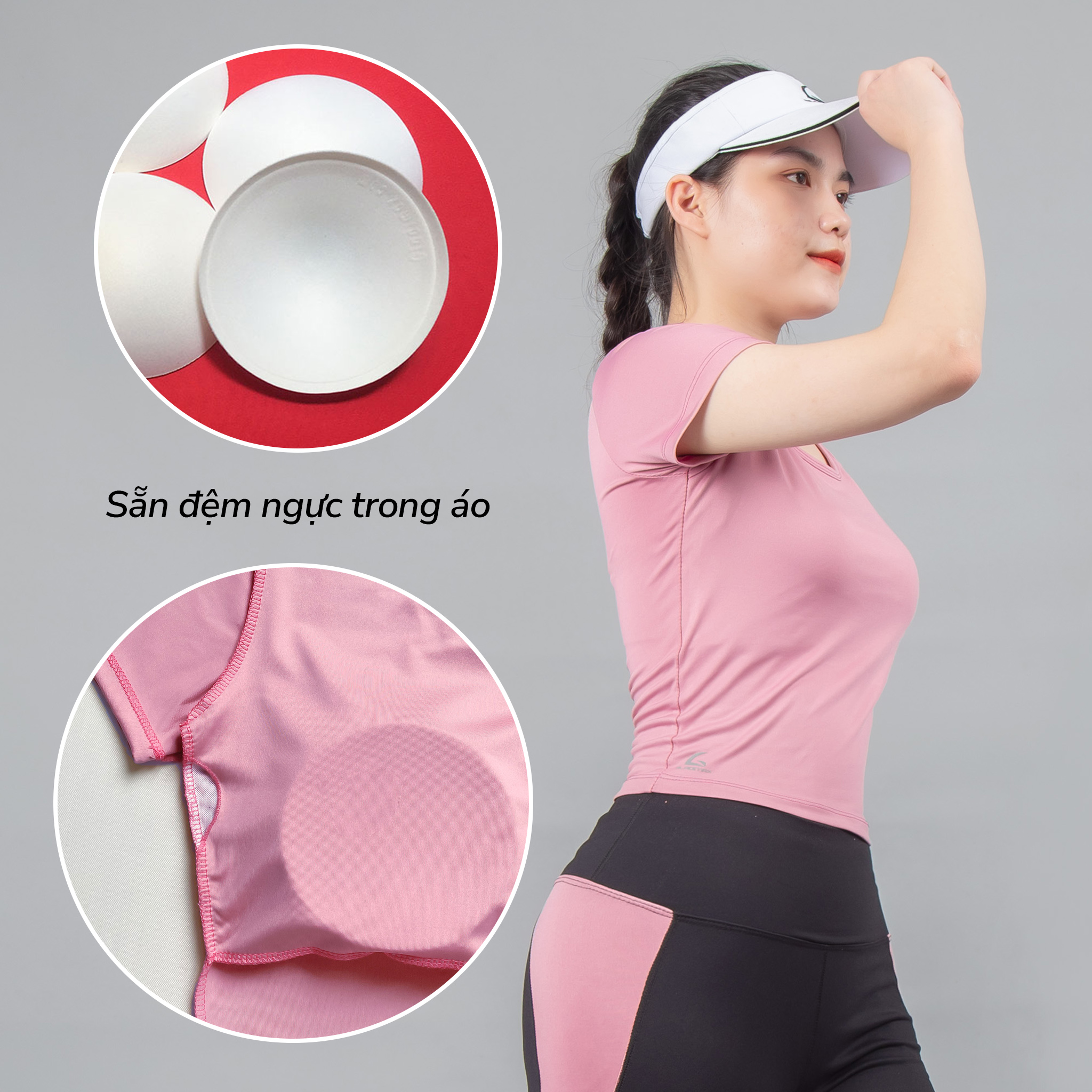 Áo thể thao Gladimax croptop cộc tay có đệm ngực mặc đẹp đi tập đi chơi