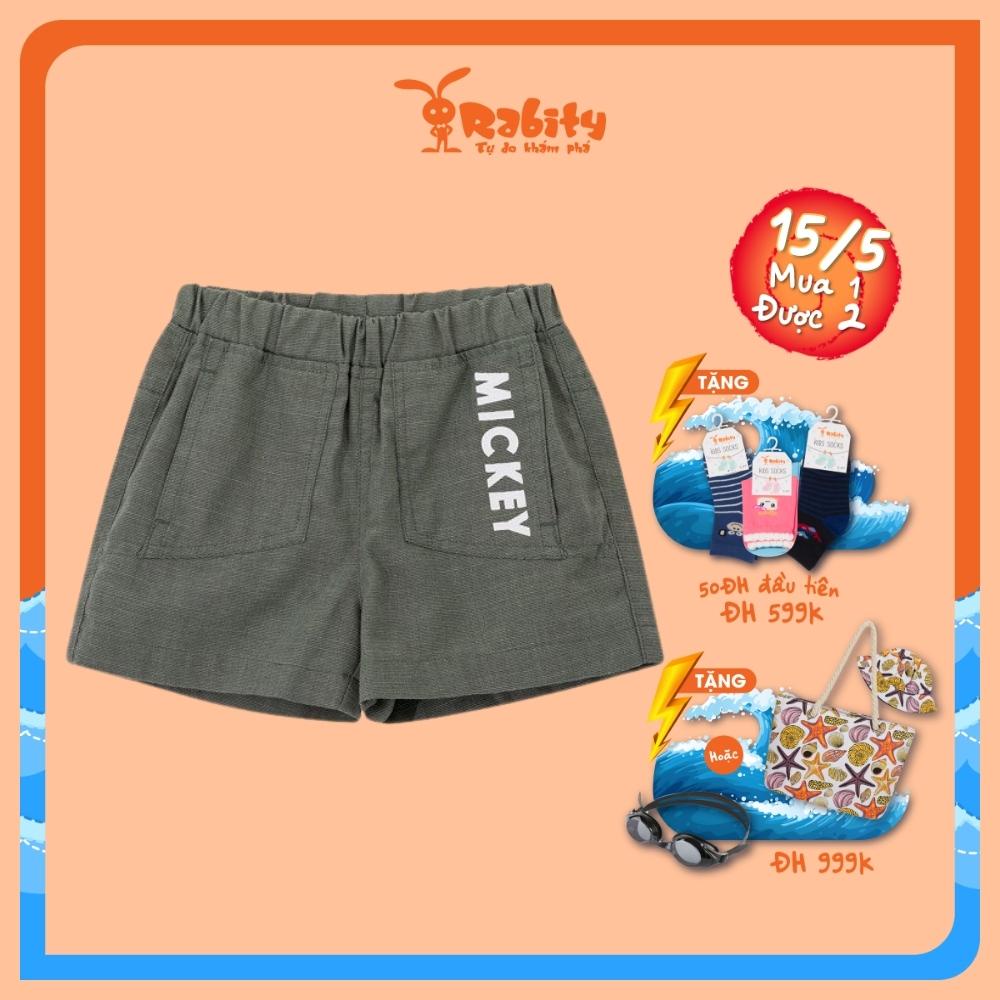 Quần short kaki bé trai Rabity lửng ngắn in mickey phù hợp cho trẻ em đi chơi đi học