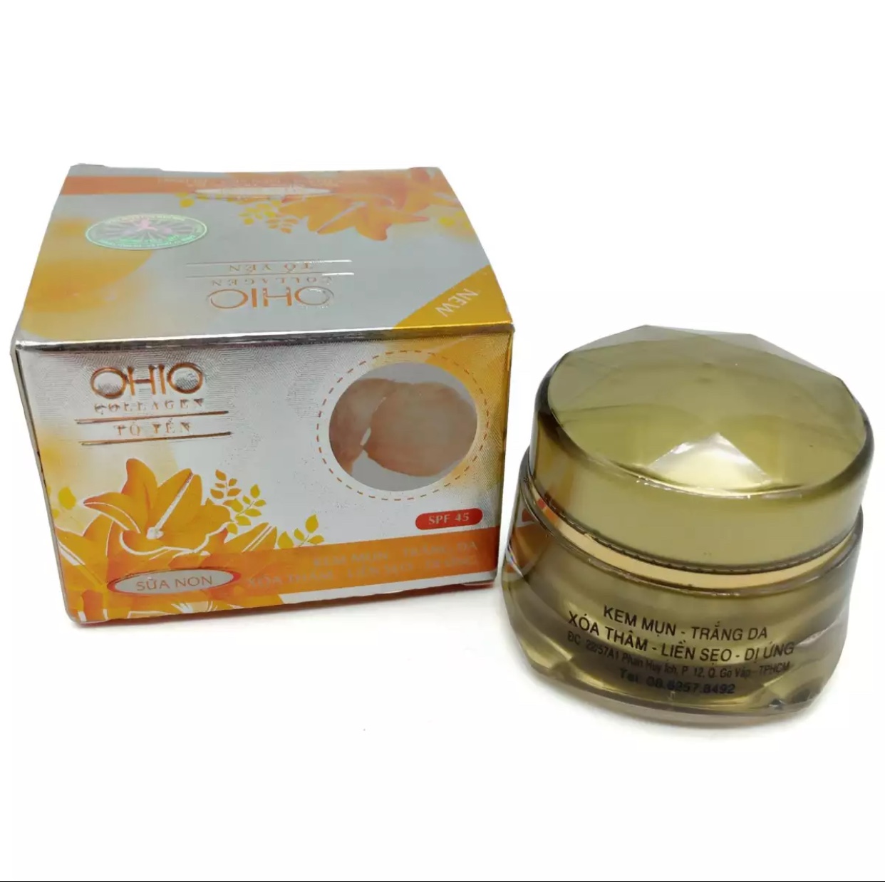 [HCM]Kem Mụn Trắng da Xóa thâm Liền sẹo Chống dị ứng (dưỡng chất Collagen và Tổ yến)18g