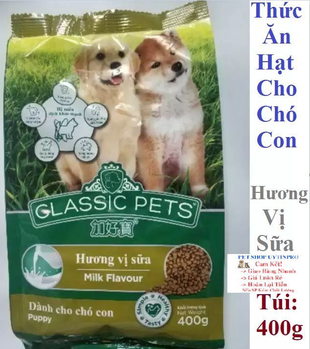 [HCM]THỨC ĂN DẠNG HẠT CHO CHÓ CON Classic Pets Puppy Hương vị sữa Túi 400g Xuất xứ Thái Lan