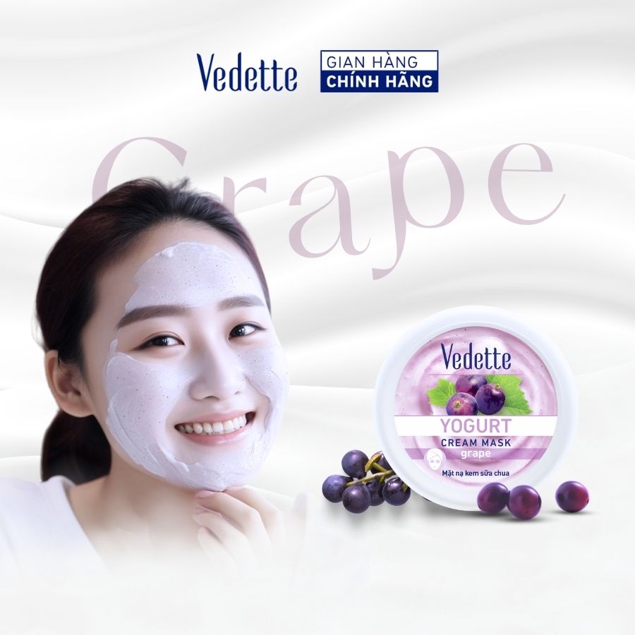 [MUA 2 TẶNG 1 MẶT NẠ 22ML] Mặt nạ kem sữa chua Vedette Nho 120ml (TPM144)