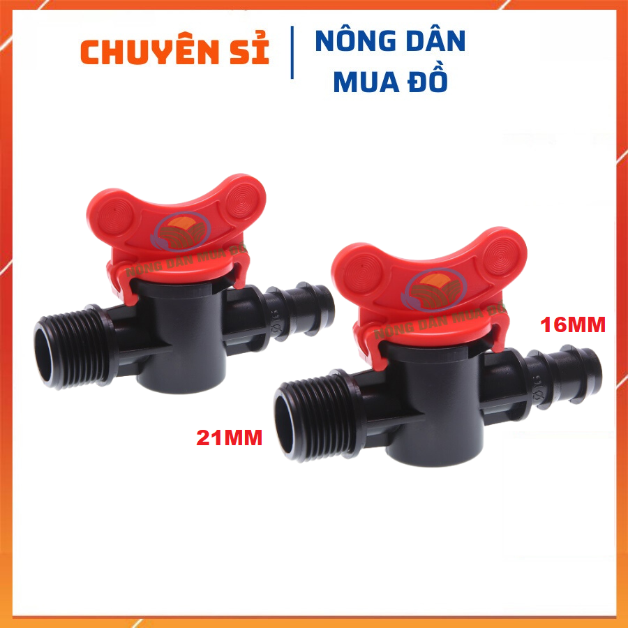 [HCM]Giá sỉ Bịch 50 Van khóa ren ngoài 21 ra ống LDPE 16mm | Van 16mm