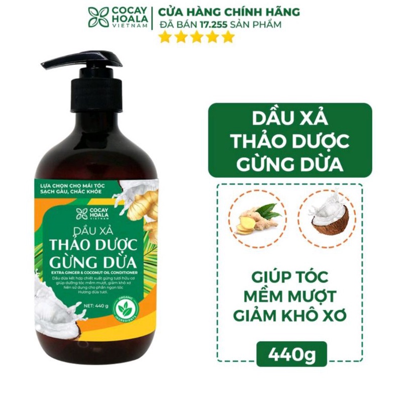 Dầu xả hữu cơ Cỏ Cây Hoa Lá gừng dừa cho mái tóc sạch gàu chắc khỏe dưỡng