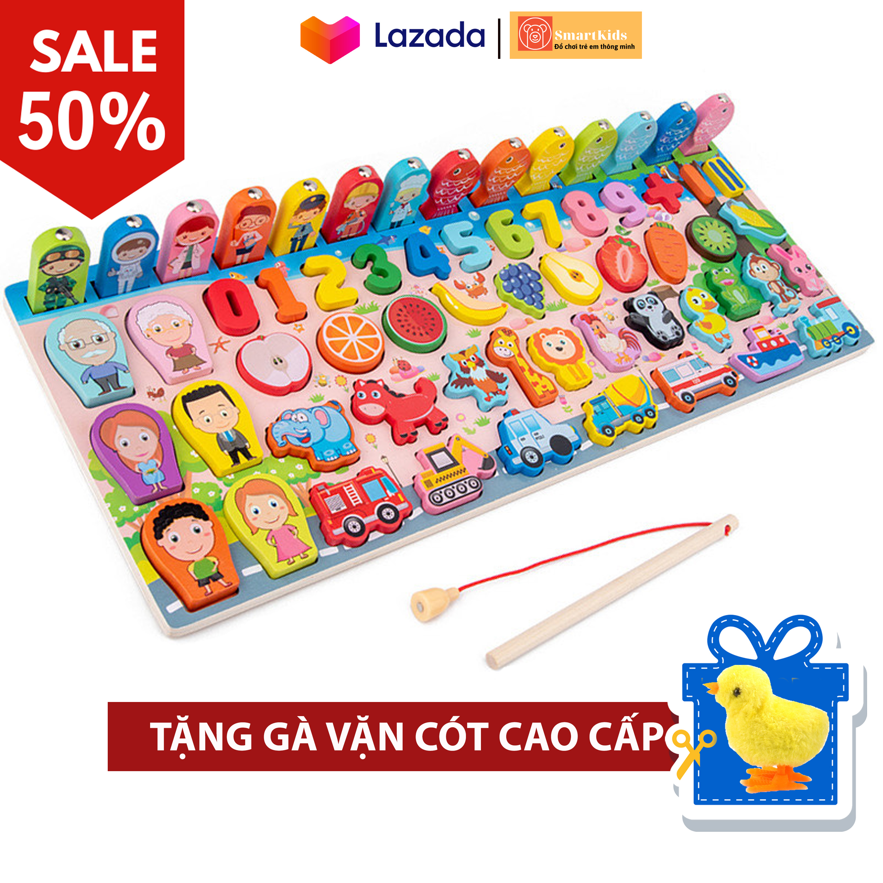 Đồ chơi cho bé bảng ghép hình gỗ 5in1 cho bé
