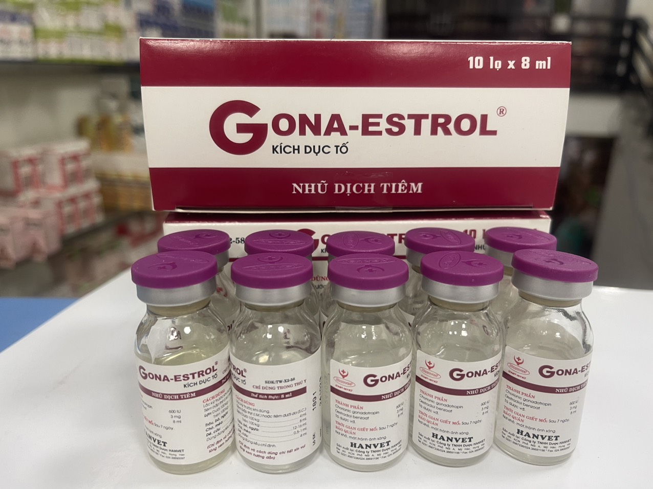 Gona estrol kích dục tố cho vật nuôi như lợn, trâu, bò, ngựa, chó, mèo, dê cừu...