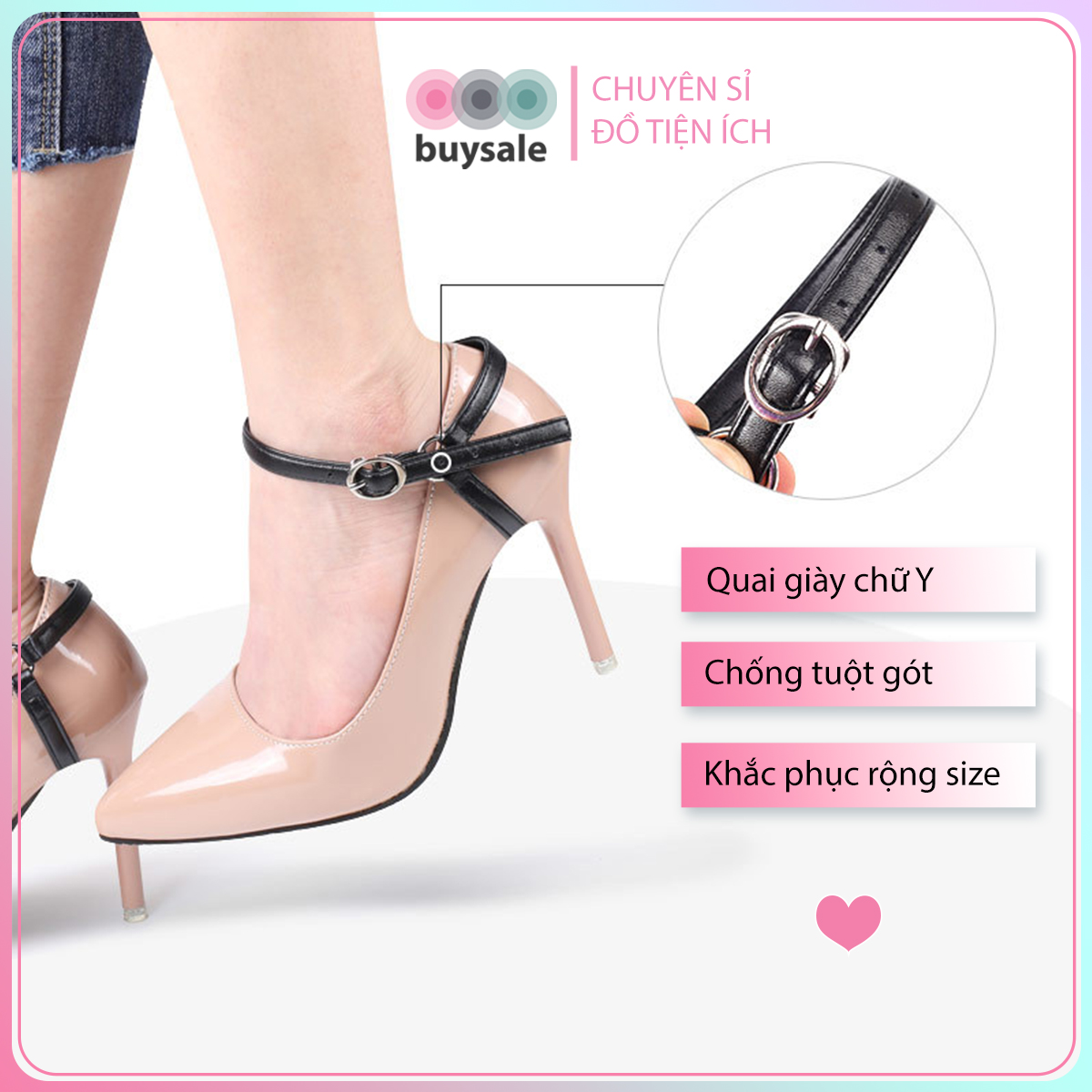 [HCM]Quai giày chữ Y giúp chống tuột khi đi hay rớt gót khi mang giày cao gót dép cao gót - buysale - BSPK51