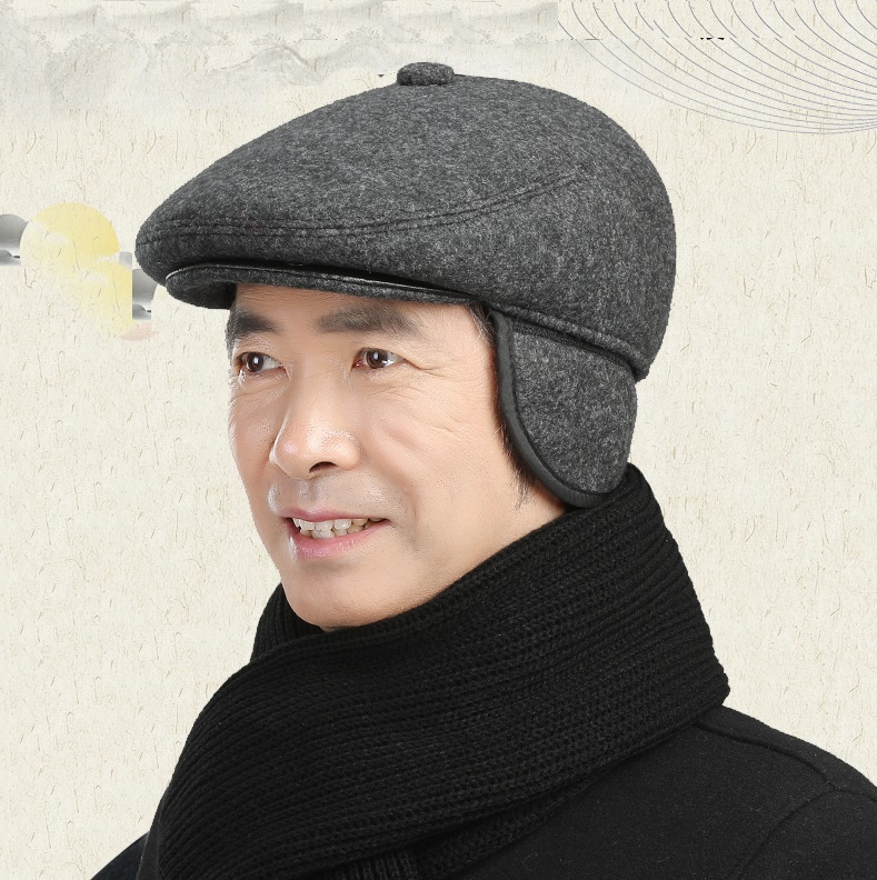 Mũ Nồi Mũ Beret Nam Trung Niên Mũ cho ông Mũ cho bố Mũ Beret phong cách lịch lãm chất vải Nỉ có che tai rất ấm áp - MCT02