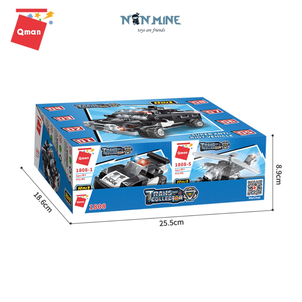 Bộ Xếp Hình Non Lego Keeppley Qman 1808 Xe Cảnh Sát 8 Trong 1 SWAT 340 Chi Tiết Cho Trẻ Từ 6 Tuổi