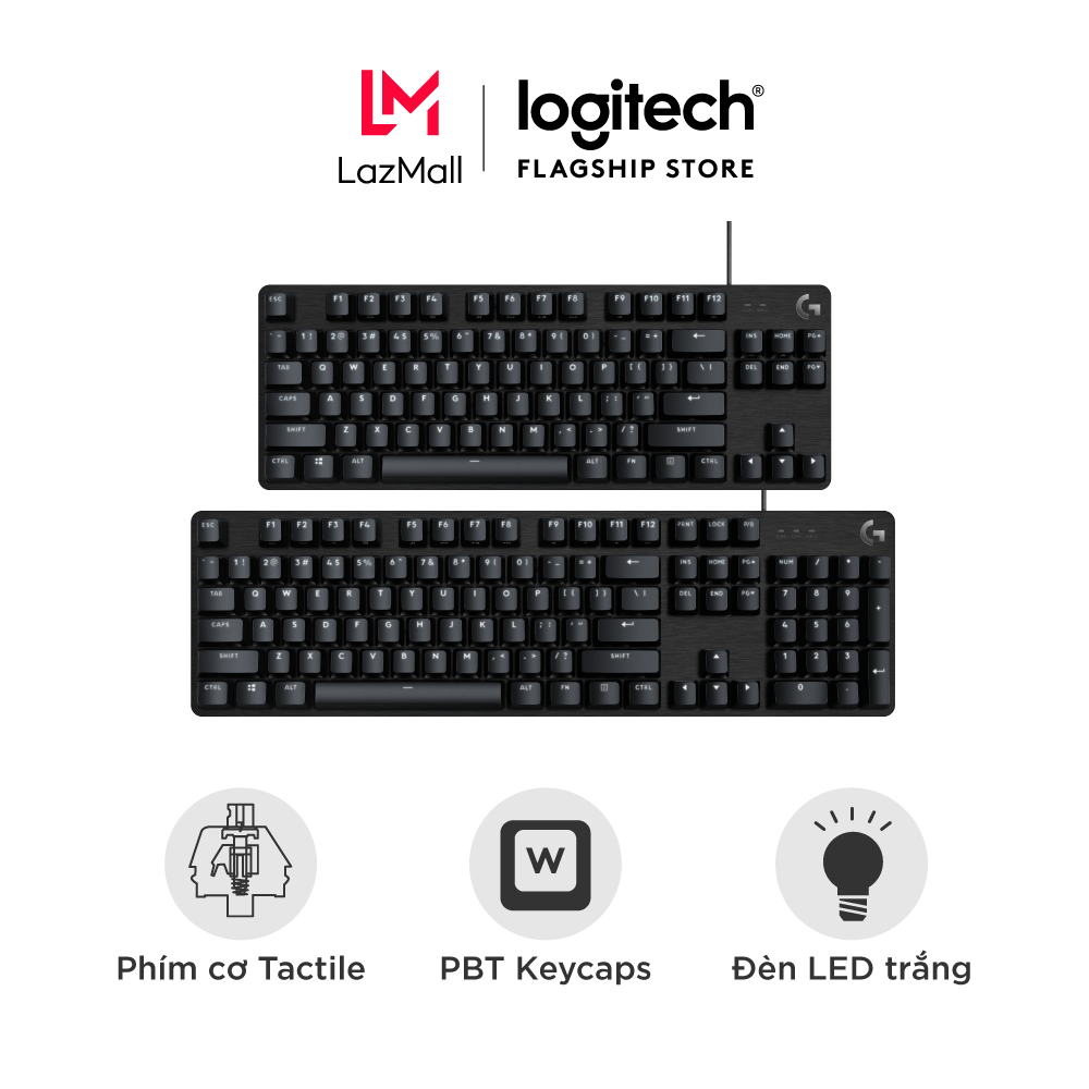 Bàn phím cơ game Logitech G413 TKL SE / G413 SE Full size – Keycap PBT, Switch Tactile, Anti-Ghosting khi nhấn 6 phím cùng lúc, đèn LED trắng