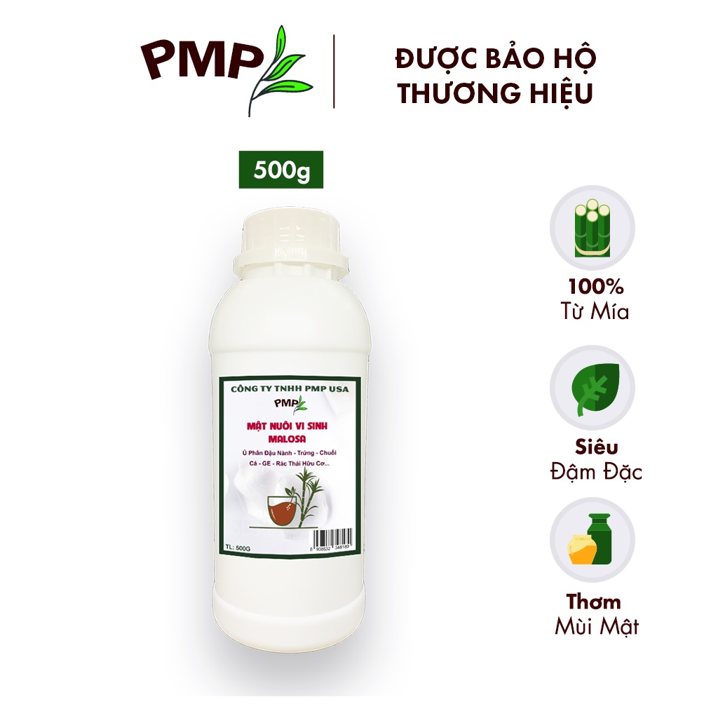 Mật rỉ đường malosa pmp mật nuôi vi sinh, ủ từ đậu nành, trứng, chuối, ge dứa, ge bồ hòn, rác thải hữu cơ 500g