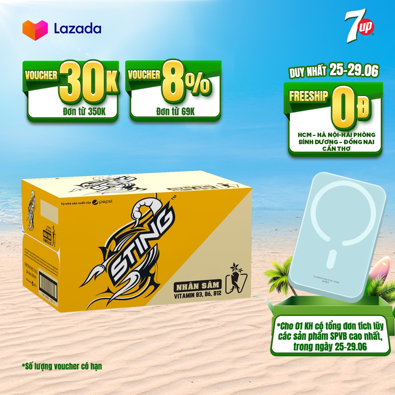 Thùng 24 Chai Nước Tăng Lực Sting Vàng (330ml/chai)