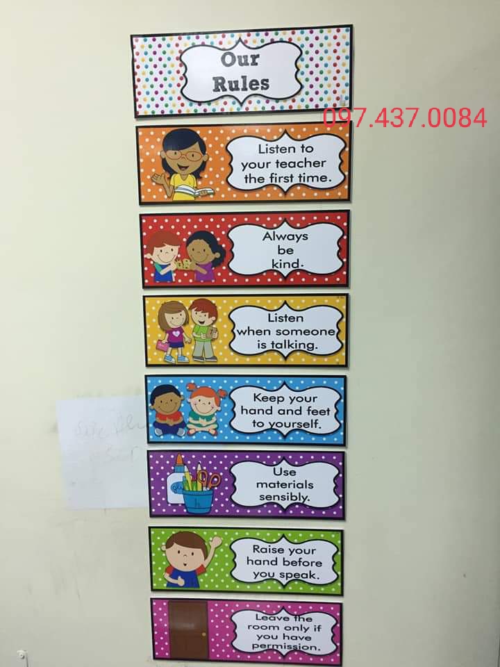 Decal nội quy lớp song ngữ