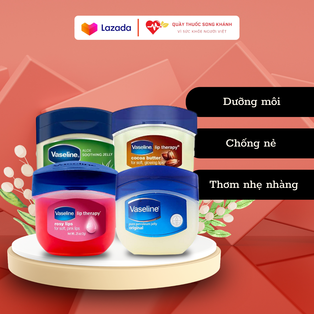 Son dưỡng môi chống nẻ Vaseline đủ màu giao ngẫu nhiên 7g