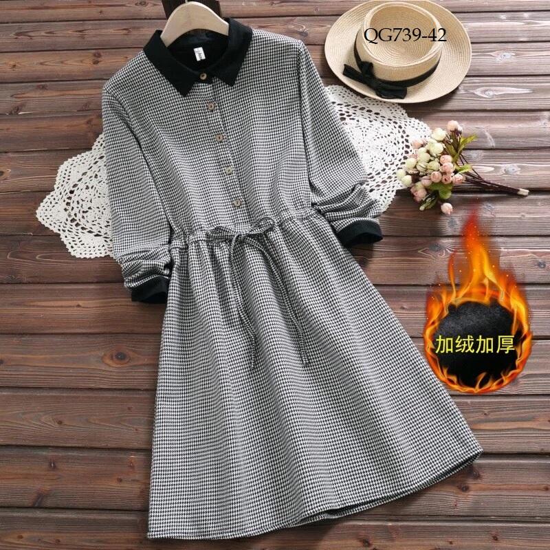 Qg739 - đầm xòe caro rút eo xinh xắn - size s-6xl