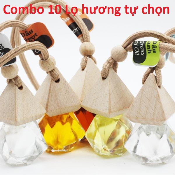 Combo 10 Lọ tinh dầu thơm treo xe , treo phòng hương tự chọn