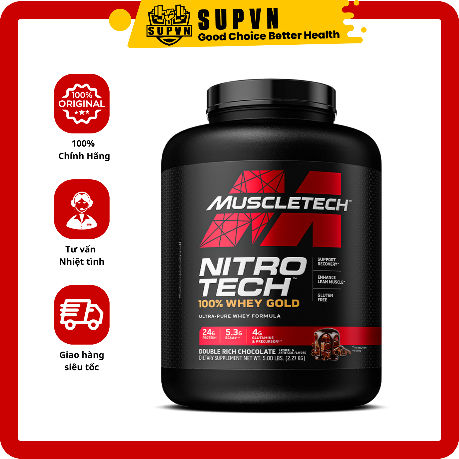 Nitro Tech 100% Whey Gold 5.5 Lbs - Sữa tăng cơ Muscletech nitrotech whey gold