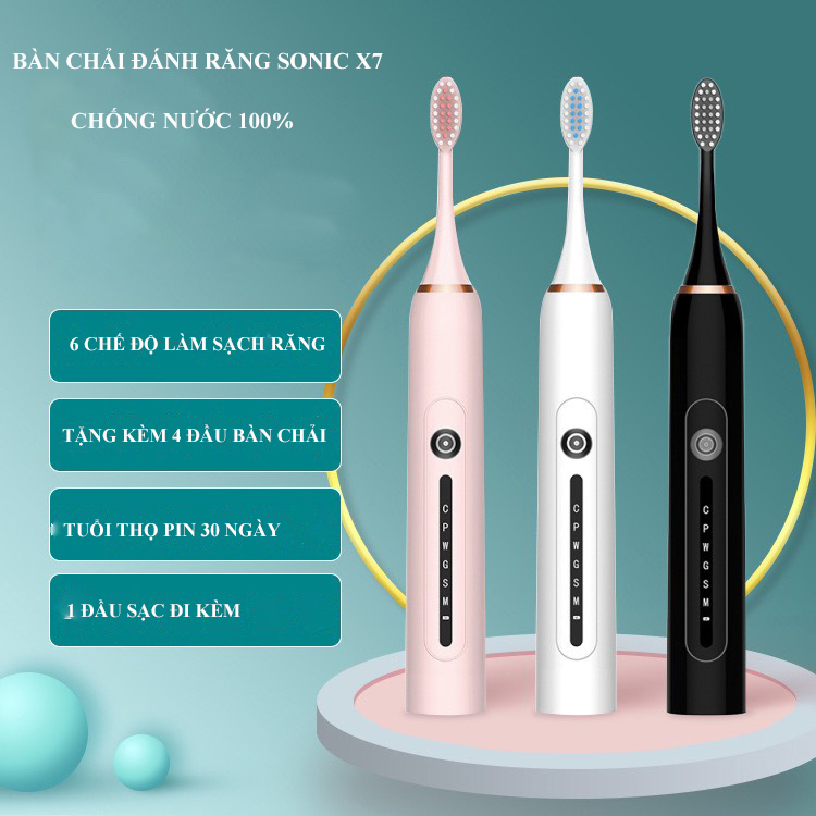 Bàn Chải Đánh Răng Điện SONIC X7 TOOTHBRUSH Chế Độ Sóng Âm Nhiều Chế Độ