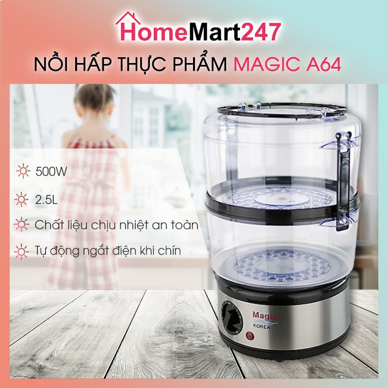 Nồi hấp thực phẩm magic korea a64 2 tầng
