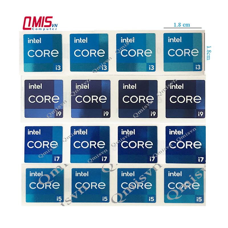 01 CÁI TEM LOGO INTEL CORE I3 I5 I7 I9 Gen 11, Gen 12, Gen 13; Tem Core I thế hệ 11, thế hệ 12, thế 