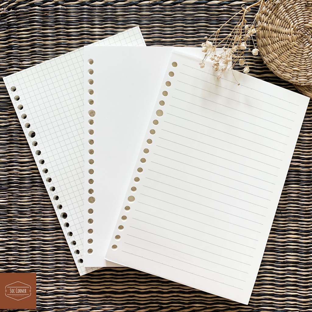 [HCM]Giấy refill A5 (20 lỗ) - B5 (26 lỗ) và A4 (30 lỗ) 60 tờ