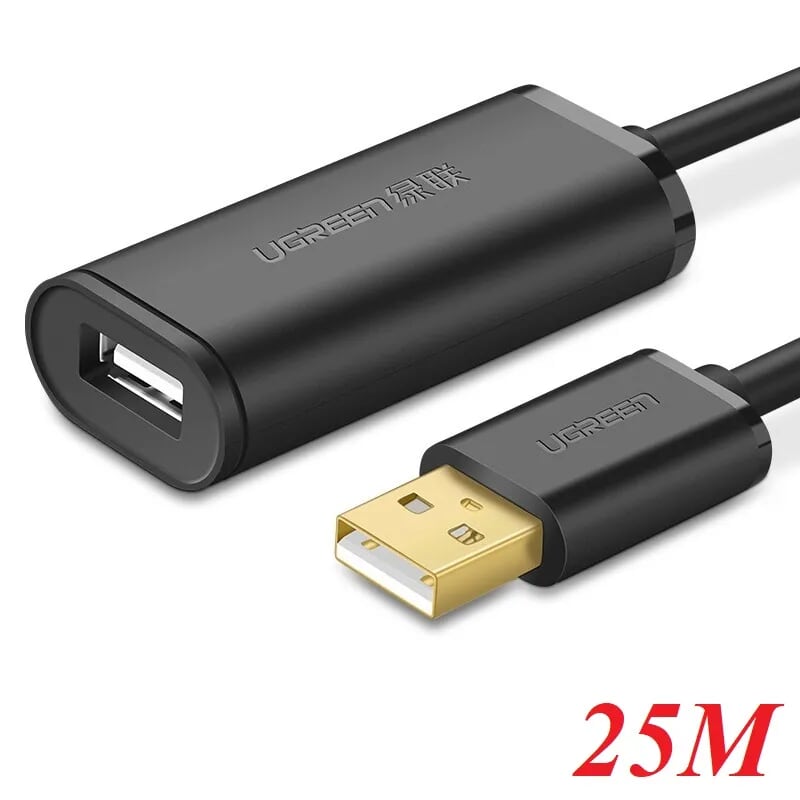Ugreen 10325 25m màu đen cáp tín hiệu nối dài usb 2.0 có chip khuếch đại cao cấp us121