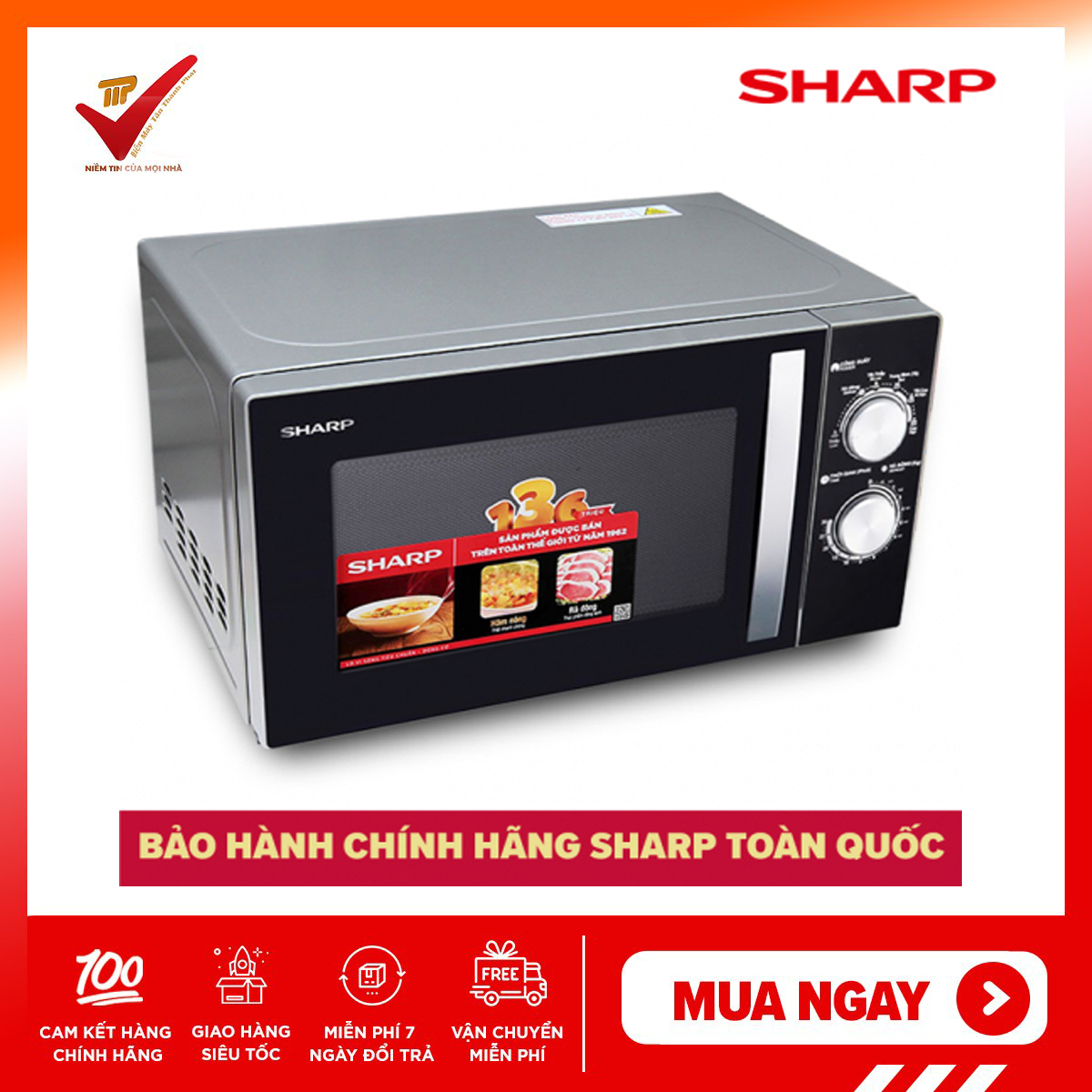 (Chính hãng)Lò Vi Sóng Sharp R-31A2VN-S, Dung Tích 23 Lít 6 chức năng nấu, hâm và rã đông tiện dụng, công suất 900W, mang lại nhiều tiện ích cho gia đình Việt