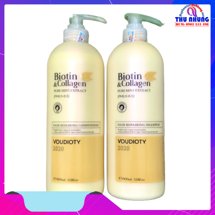 (Tặng mũ trùm) DẦU GỘI XẢ BIOTIN COLLAGEN VOUDIOTY REPAIR PHỤC HỒI KÍCH THÍCH MỌC TÓC (MÀU VÀNG) 1000ml