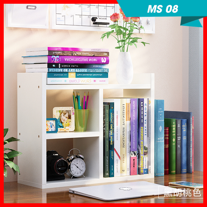 Tủ sách gỗ, giá sách, kệ sách mini để bàn giá rẻ MS08