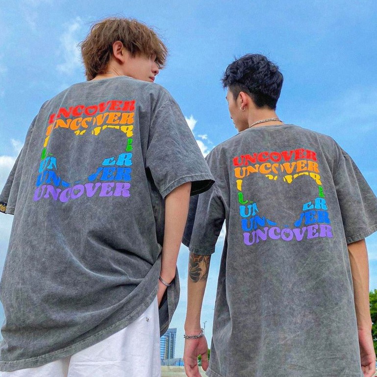 Áo thun UNCOVER 7 màu áo thun wash tee Xám full tag nam nữ unisex