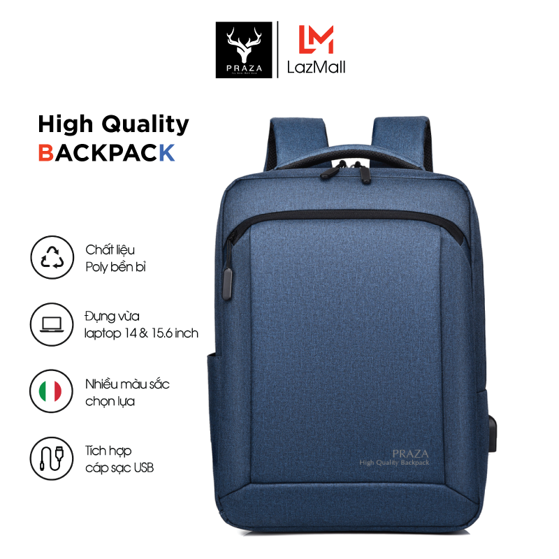 Balo laptop cao cấp, chất liệu oxford có cổng sạc usb, có ngăn đựng laptop praza - bl187
