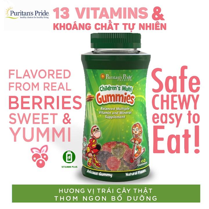 Combo10 viên nhai bổ sung vitamin E Vitamin C Gummies Children's multi tăng cường sức khỏe cho moị lứa tuổi của Mỹ Puritan's pride