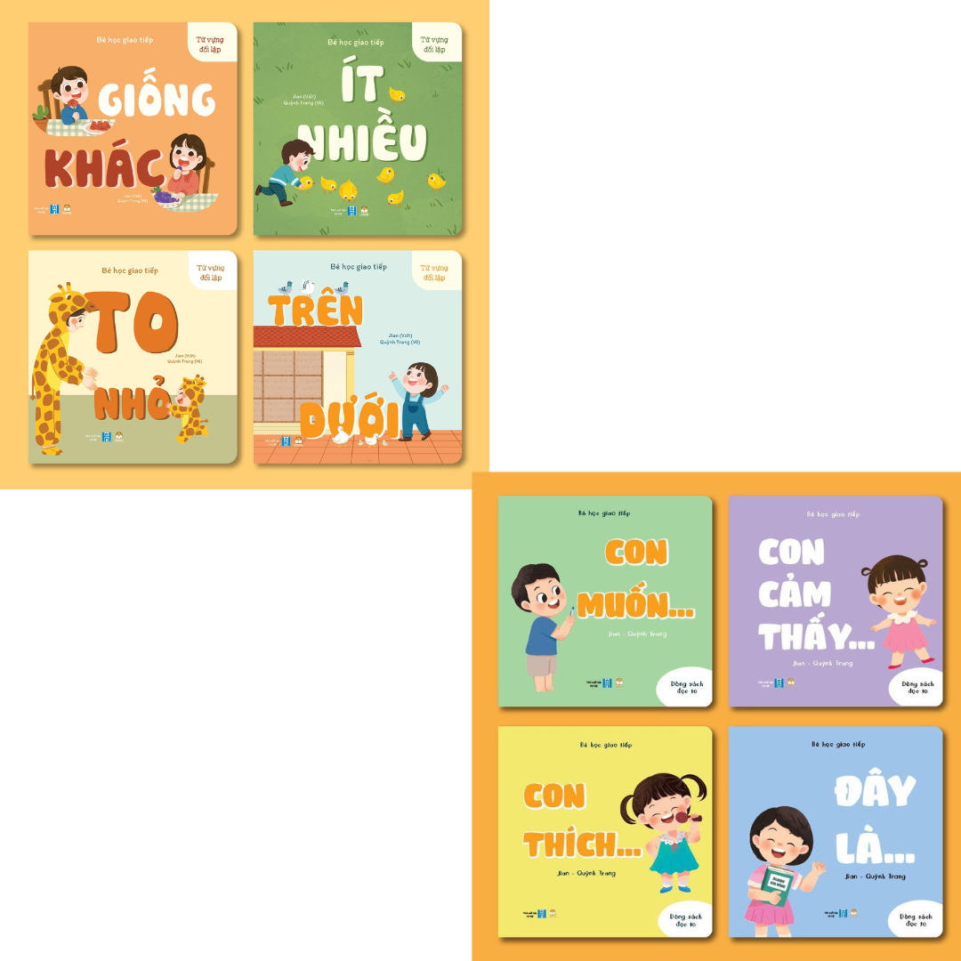 Sách - song ngữ việt-anh: bộ bé học giao tiếp phần 1+ 2 - 8 cuốn bồi cứng, mỗi phần 4 quyển