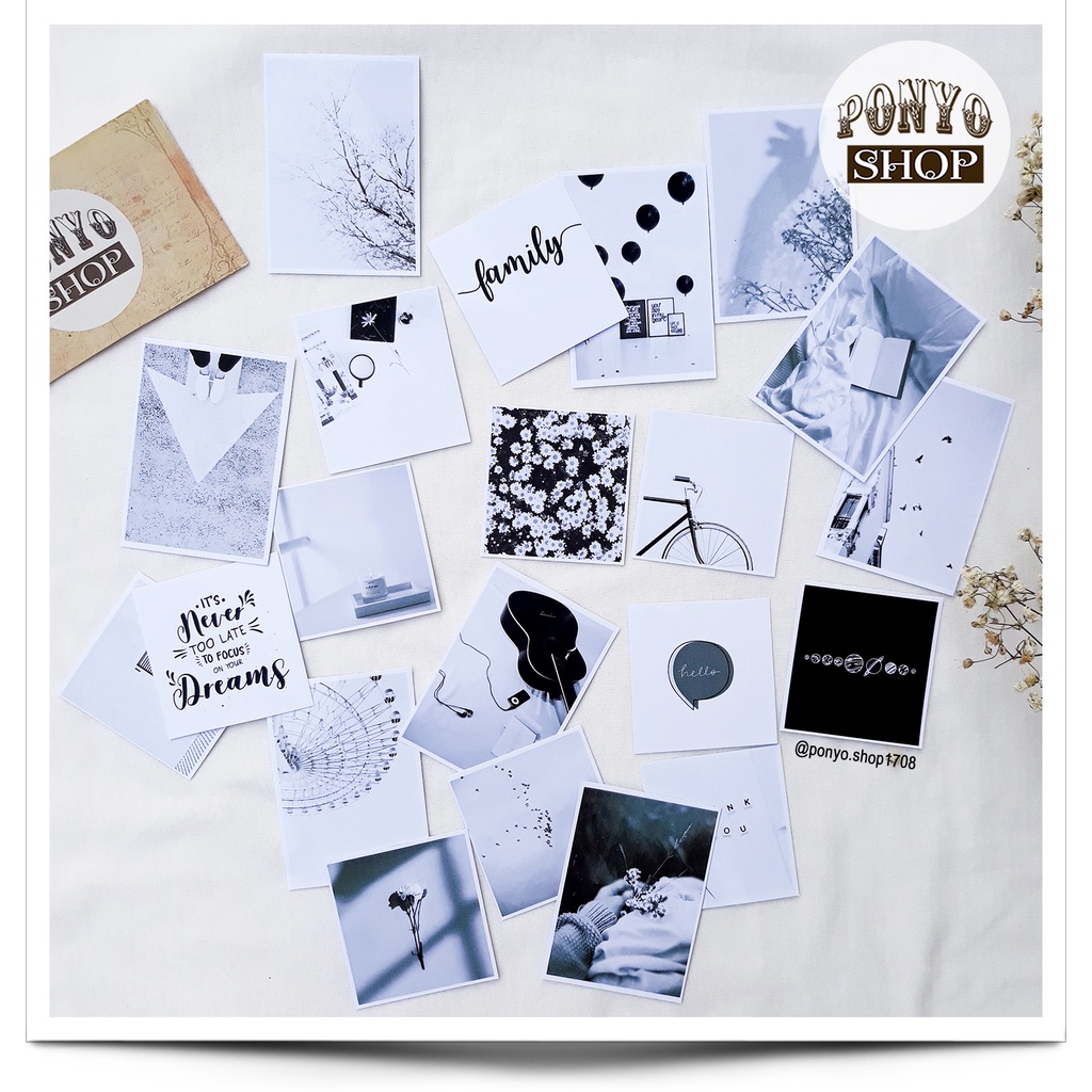 Set 21 sticker nhãn dán ảnh phong cách Instagram trang trí Scrapbook/Planner