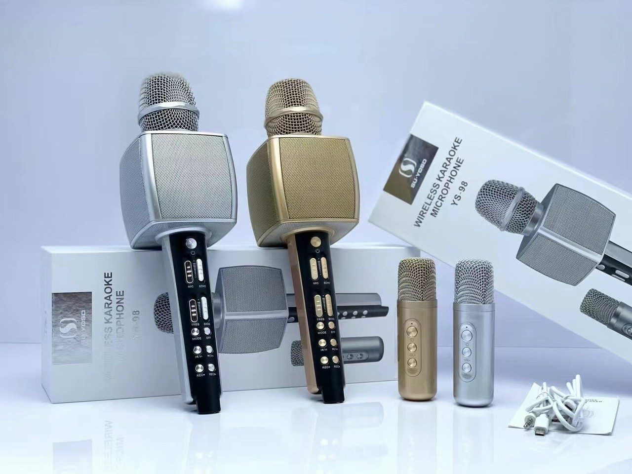 Micro Karaoke Bluetooth Không Dây YS-98 - Micro Song Ca Mẫu Mới - Giả Giọng Nói - Hỗ Trợ Thu Âm - Âm Thanh Siêu Bass - Bắt Giọng Cực Tốt